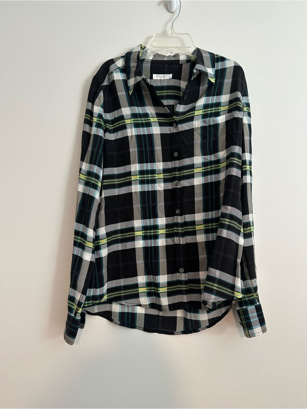 equipment plaid silk button down shirt blouse